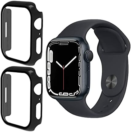 מגן מסך לסדרה Apple Watch 8 45 ממ/סדרה 7 45 ממ, מארז מחשב קשה עבור Apple Watch Series 8/Series 7 אביזרים, [2 חבילה] שחור